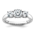 14k White Gold 1 1/2 carat Lab Grown Diamond VS+ F+ Three Stone Complete Engagement Ring