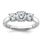 14k White Gold 1 1/2 carat Lab Grown Diamond VS+ F+ Three Stone Complete Engagement Ring