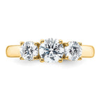 14k 1 1/2 carat Lab Grown Diamond VS+ F+ Three Stone Complete Engagement Ring