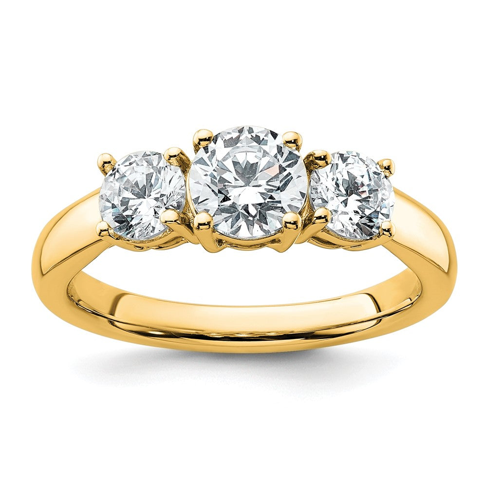 14k 1 1/2 carat Lab Grown Diamond VS+ F+ Three Stone Complete Engagement Ring