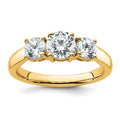 14k 1 1/2 carat Lab Grown Diamond VS+ F+ Three Stone Complete Engagement Ring