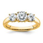 14k 1 1/2 carat Lab Grown Diamond VS+ F+ Three Stone Complete Engagement Ring