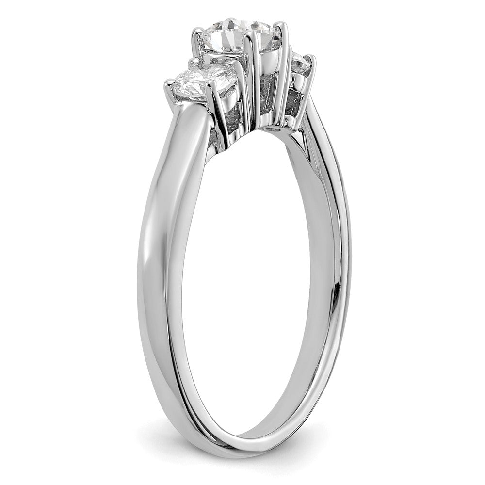 14k White Gold 3/4 carat Lab Grown Diamond VS/SI+ G+ Round Complete Three Stone Engagement Ring