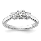 14k White Gold 3/4 carat Lab Grown Diamond VS/SI+ G+ Round Complete Three Stone Engagement Ring