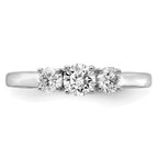 14k White Gold 3/8 carat carat Lab Grown Diamond VS/SI+ G+ 3/8 carat Center Round Three Stone Semi Mount Engagement Ring