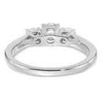 14k White Gold 3/8 carat carat Lab Grown Diamond VS/SI+ G+ 3/8 carat Center Round Three Stone Semi Mount Engagement Ring