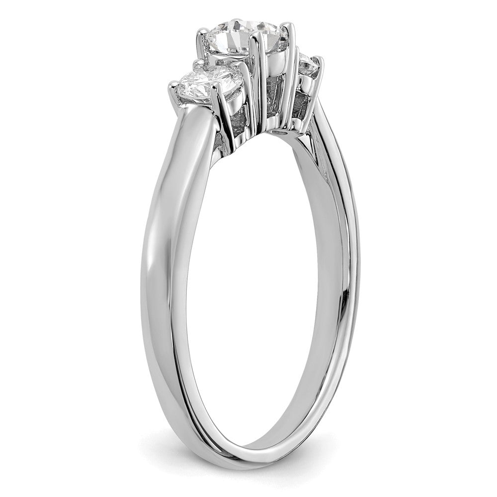 14k White Gold 3/8 carat carat Lab Grown Diamond VS/SI+ G+ 3/8 carat Center Round Three Stone Semi Mount Engagement Ring