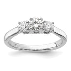 14k White Gold 3/8 carat carat Lab Grown Diamond VS/SI+ G+ 3/8 carat Center Round Three Stone Semi Mount Engagement Ring