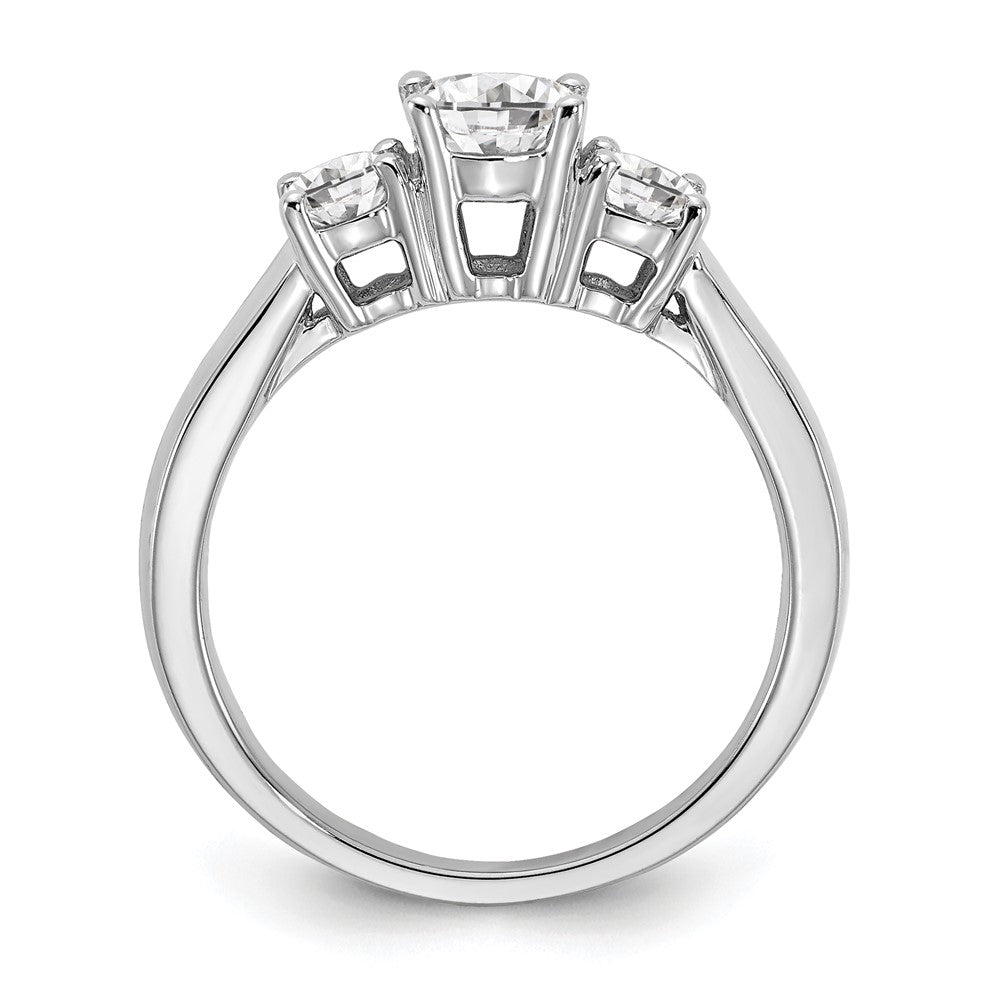 14k White Gold 1 carat Lab Grown Diamond VS/SI+ G+ Round Complete Three Stone Engagement Ring