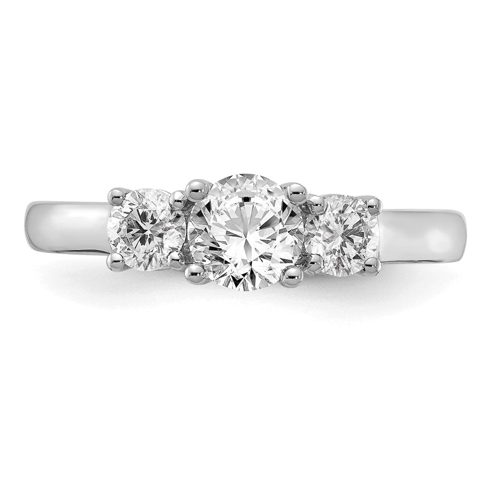14k White Gold 1 1/2 carat Lab Grown Diamond VS/SI+ G+ Round Complete Three Stone Engagement Ring