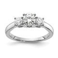 14k White Gold 1 carat Lab Grown Diamond VS/SI+ G+ Round Complete Three Stone Engagement Ring