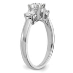 14k White Gold 3/4 carat Lab Grown Diamond VS/SI+ G+ 3/4 carat Center Round Three Stone Semi Mount Engagement Ring