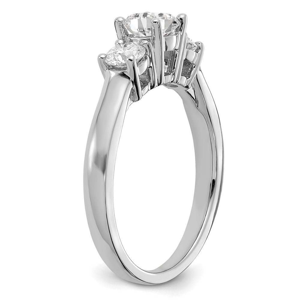 14k White Gold 1/2 carat Lab Grown Diamond VS/SI+ G+ 1/2 carat Center Round Three Stone Semi Mount Engagement Ring