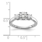 14k White Gold 1/2 carat Lab Grown Diamond VS/SI+ G+ 1/2 carat Center Round Three Stone Semi Mount Engagement Ring