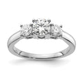 14k White Gold 3/4 carat Lab Grown Diamond VS/SI+ G+ 3/4 carat Center Round Three Stone Semi Mount Engagement Ring