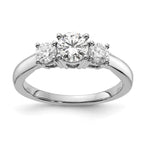 14k White Gold 1/2 carat Lab Grown Diamond VS/SI+ G+ 1/2 carat Center Round Three Stone Semi Mount Engagement Ring