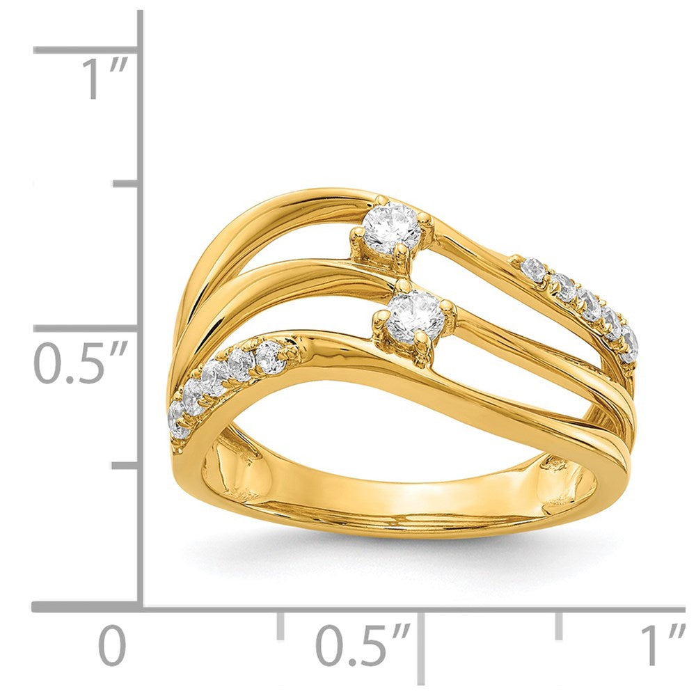 14k 1/3 carat Diamond 3-row Wavy Ring