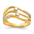 14k 1/3 carat Diamond 3-row Wavy Ring