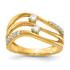 14k 1/3 carat Diamond 3-row Wavy Ring