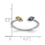 14k White Gold 5x3mm Marquise Amethyst and Citrine 2-Stone Ring