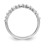 14k White Gold 2mm 1/6 carat Round and Baguette Diamond Fancy Band