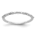 14k White Gold 2mm 1/6 carat Round and Baguette Diamond Fancy Band
