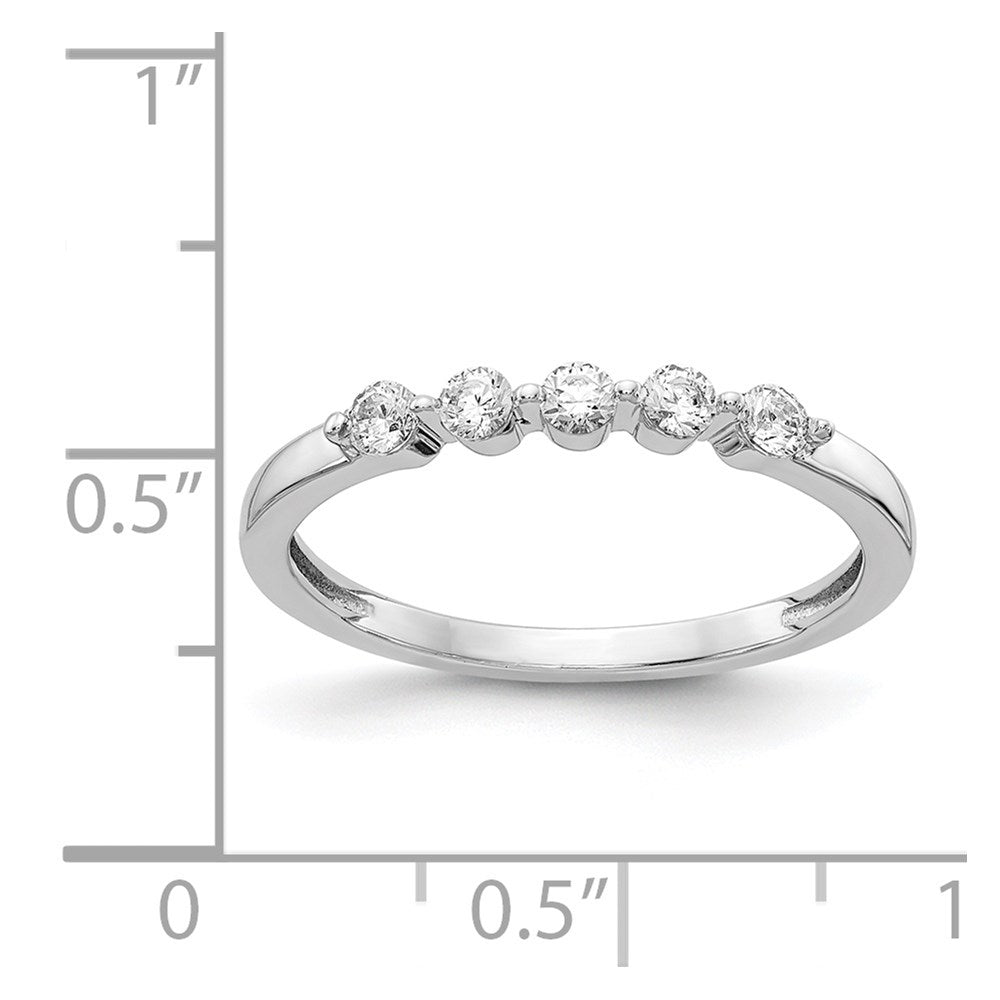 14k White Gold 3mm 5-stone 1/4 carat Diamond Band