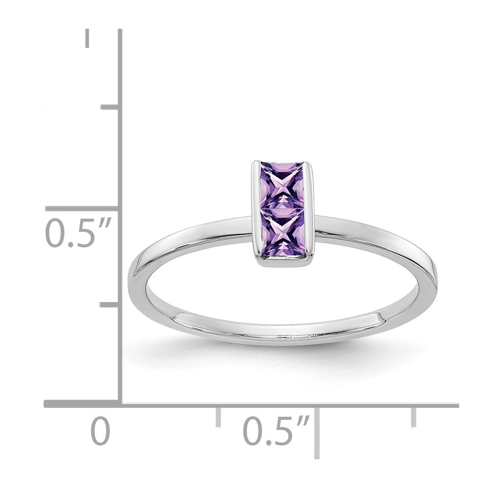 14k White Gold Two 3mm Princess-cut Amethyst Ring