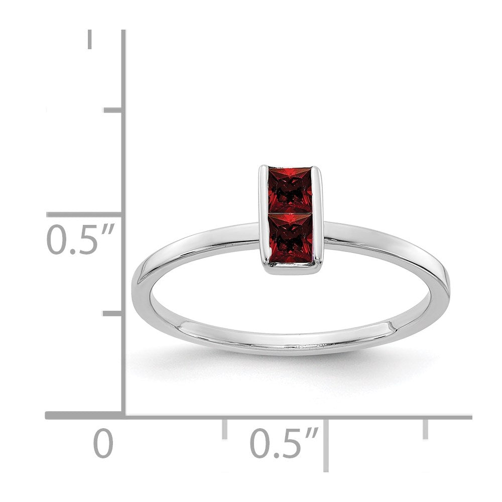 14k White Gold Two 3mm Princess-cut Garnet Ring