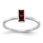 14k White Gold Two 3mm Princess-cut Garnet Ring
