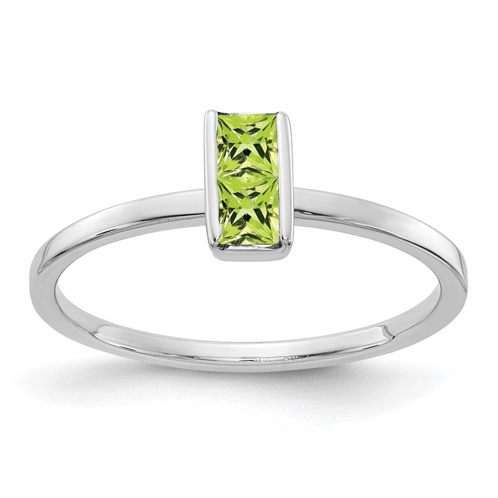 14k White Gold Two-3mm Princess-cut Peridot Ring