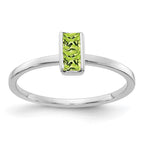 14k White Gold Two-3mm Princess-cut Peridot Ring