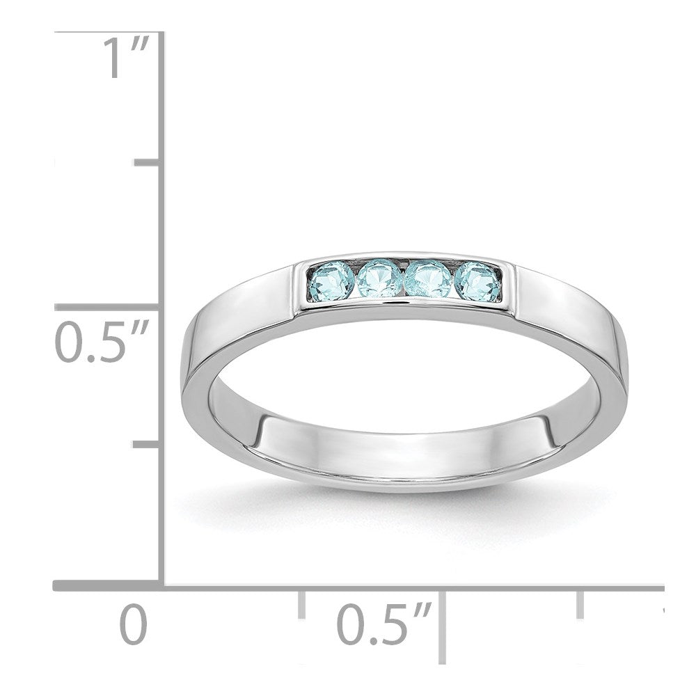 14k White Gold Channel-set Blue Topaz 4-Stone Band