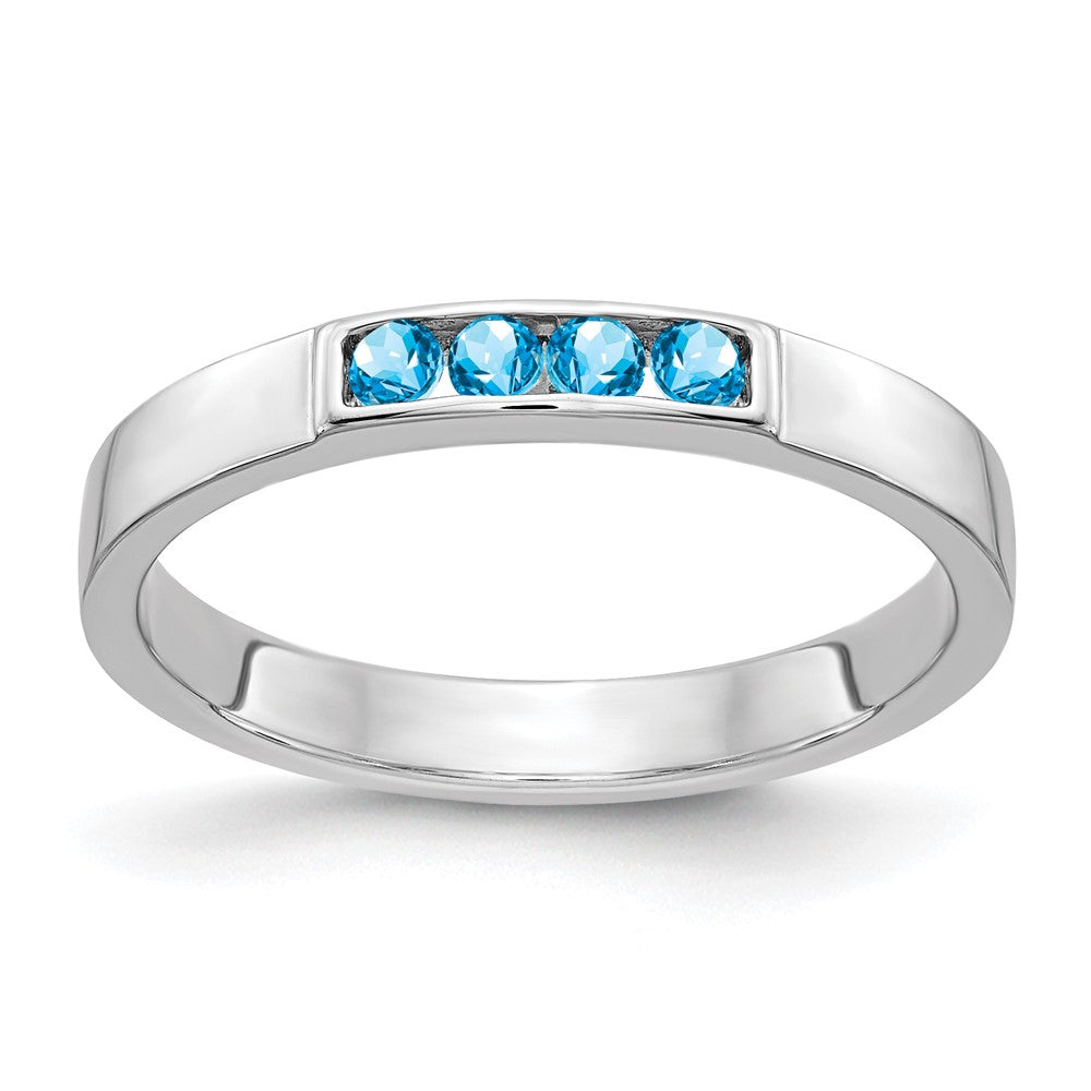 14k White Gold Channel-set Blue Topaz 4-Stone Band