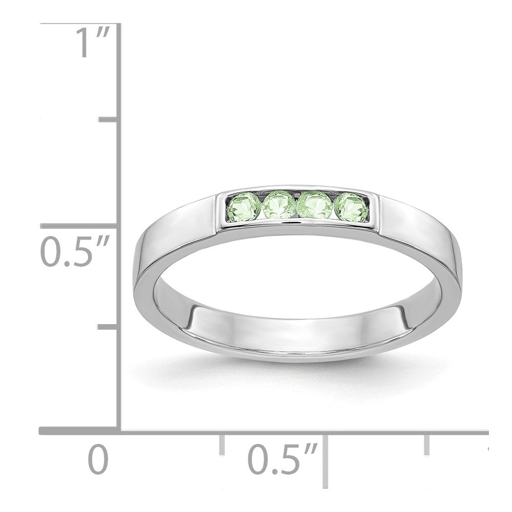 14k White Gold Channel-set Peridot 4-Stone Band