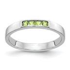 14k White Gold Channel-set Peridot 4-Stone Band