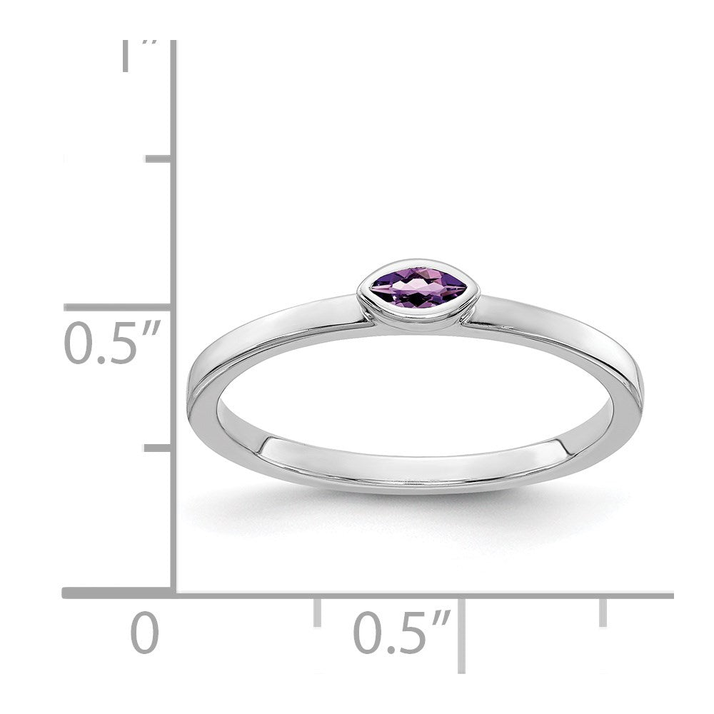 14k White Gold Bezel-set 4x2mm Marquise Amethyst East-West Ring