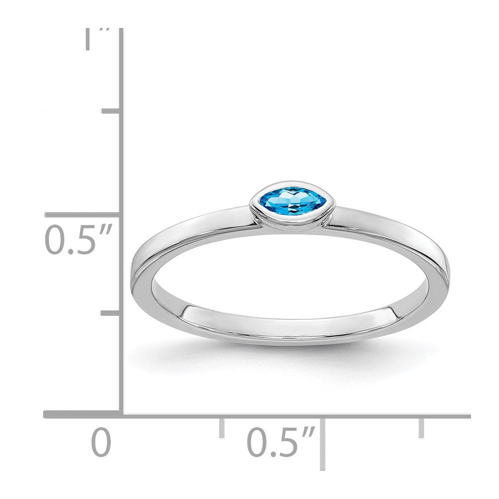 14k White Gold Bezel-set 4x2mm Marquise Blue Topaz East-West Ring