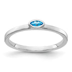14k White Gold Bezel-set 4x2mm Marquise Blue Topaz East-West Ring