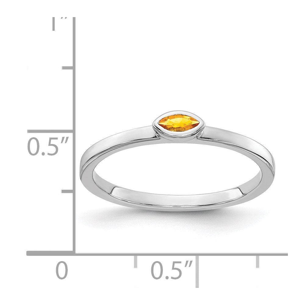 14k White Gold Bezel-set 4x2mm Marquise Citrine East-West Ring
