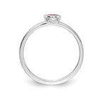 14k White Gold Bezel-set 4x2mm Marquise Garnet East-West Ring