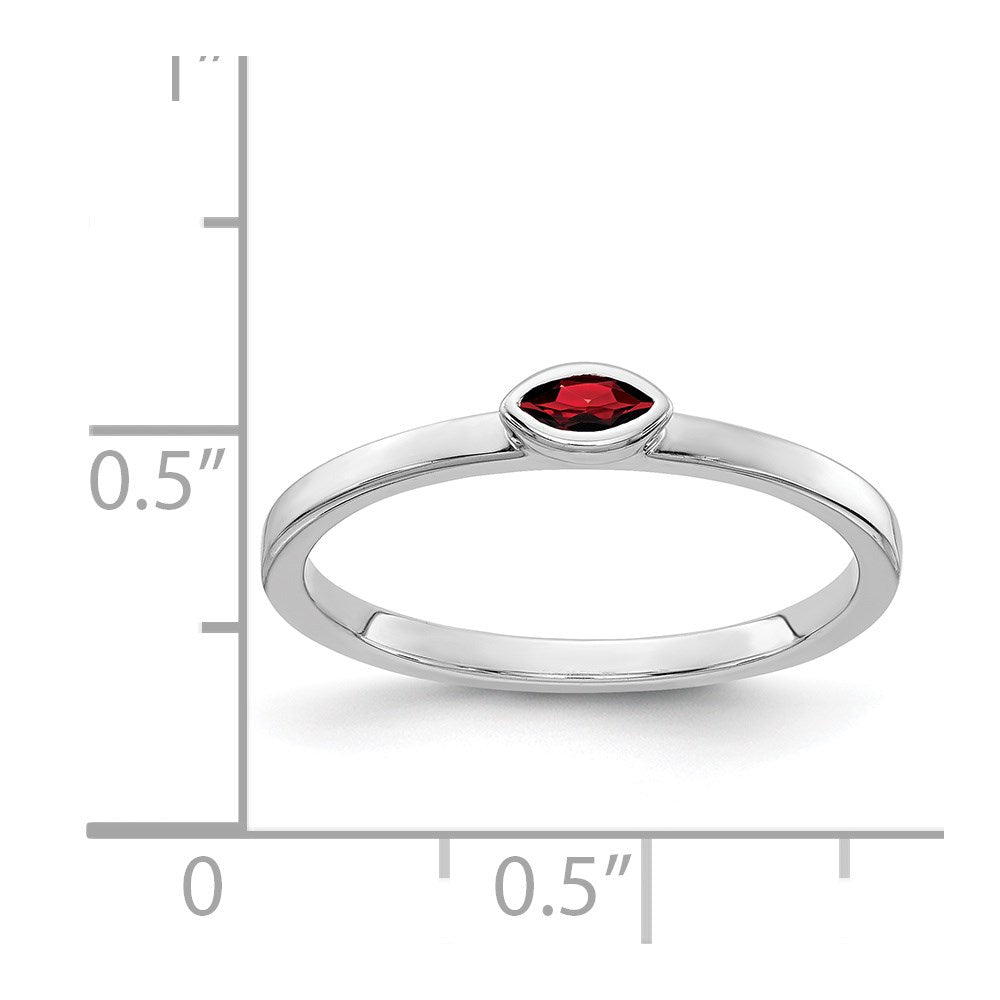 14k White Gold Bezel-set 4x2mm Marquise Garnet East-West Ring