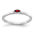 14k White Gold Bezel-set 4x2mm Marquise Garnet East-West Ring
