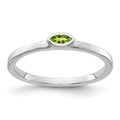 14k White Gold Bezel-set 4x2mm Marquise Peridot East-West Ring