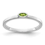 14k White Gold Bezel-set 4x2mm Marquise Peridot East-West Ring