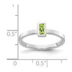 14k White Gold 5x2.5mm Baguette Bezel-set Peridot Ring