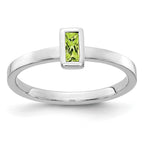 14k White Gold 5x2.5mm Baguette Bezel-set Peridot Ring