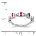 14k White Gold 1/6 carat Diamond and Ruby Fancy Ring