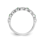 14k White Gold Fancy 1/10 carat Diamond and Emerald Ring