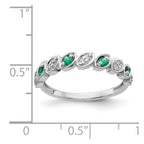 14k White Gold Fancy 1/10 carat Diamond and Emerald Ring